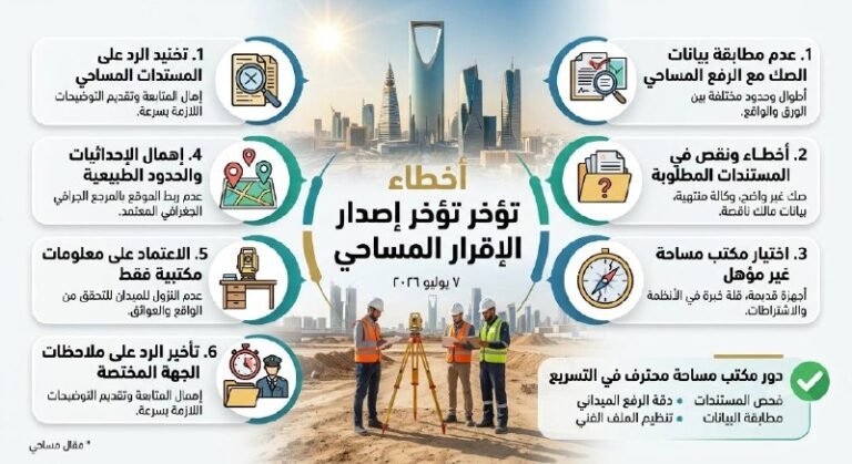 أخطاء تؤخر إصدار الإقرار المساحي