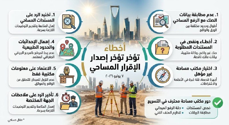 أخطاء تؤخر إصدار الإقرار المساحي