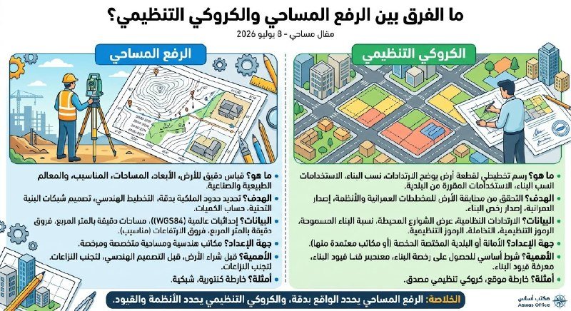ما الفرق بين الرفع المساحي والكروكي التنظيمي؟