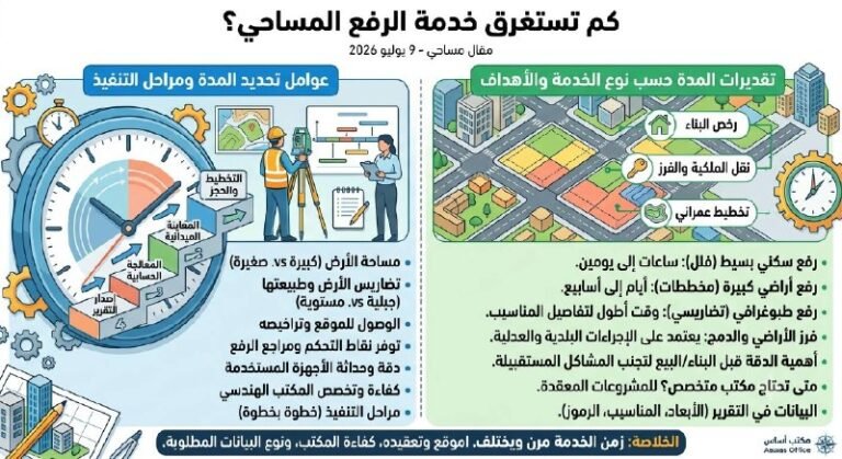 كم تستغرق خدمة الرفع المساحي؟