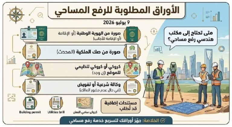 الأوراق المطلوبة للرفع المساحي